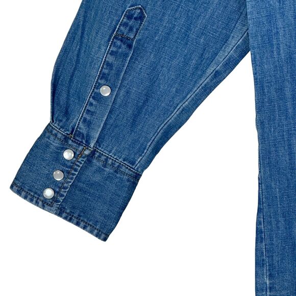 Sandrine Rose L'Artiste Embroidered Button Up Tunic Shirt Blue Women Small NWT - Picture 5 of 11